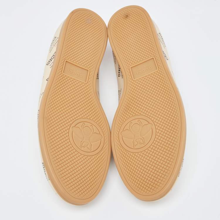 Pre Owned Gucci Beige Invite Print Leather Falacer Sneakers Size 40