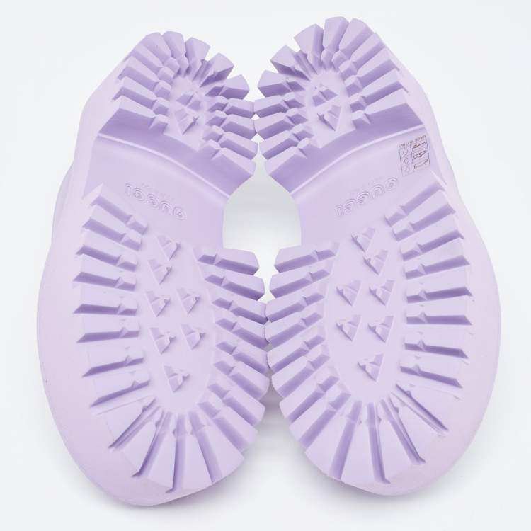 Pre Owned Gucci Purple Rubber GG Perforated Clogs Size 39