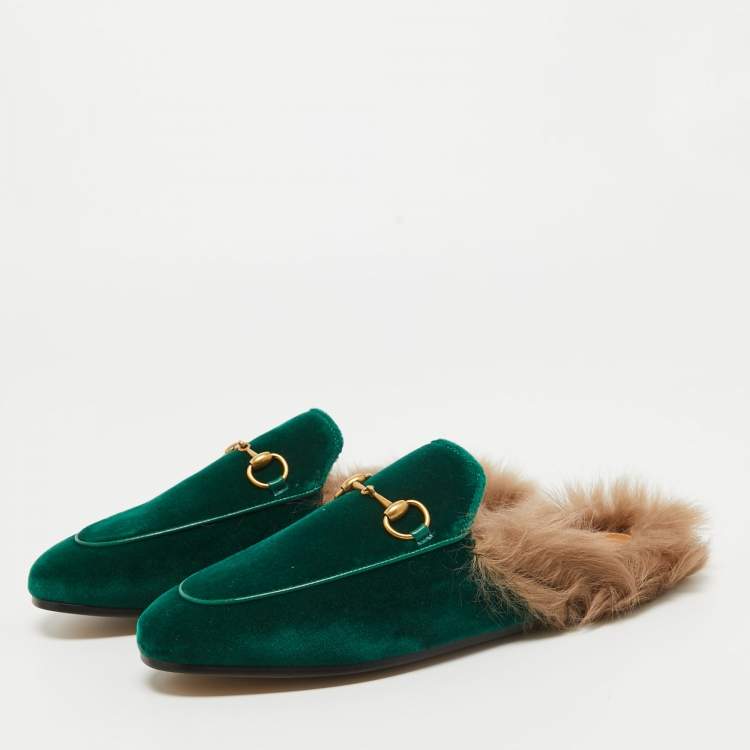 Gucci velvet mules with fur new arrivals