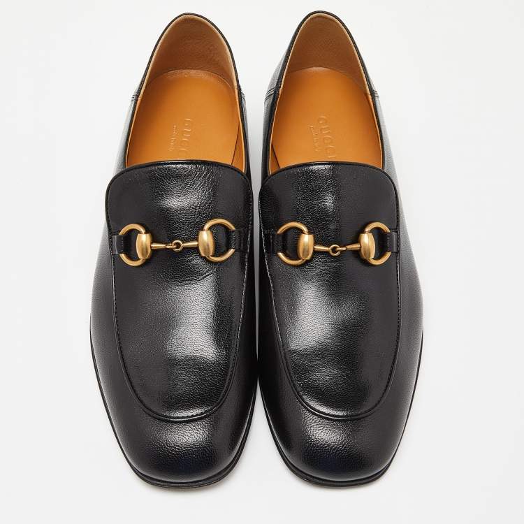 Pre Owned Gucci Black Leather Horsebit Loafers Size 38.5