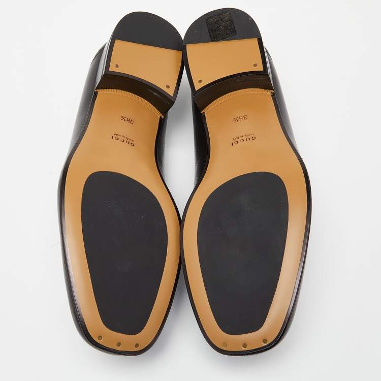 Pre Owned Gucci Black Leather Horsebit Loafers Size 38.5