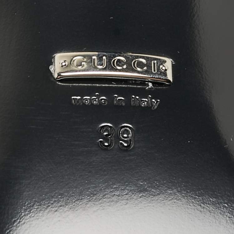 Pre Owned Gucci Black/White GG Knit Fabric Sock Ankle Boots Size 39