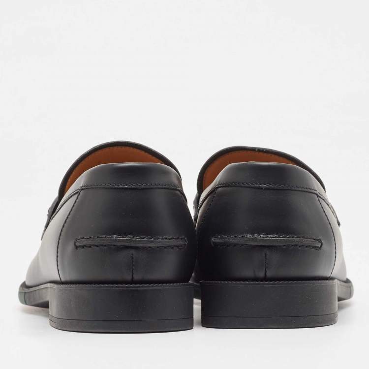 مملوكة مسبقًا Gucci Black Leather Slip On Loafers Size 40.5