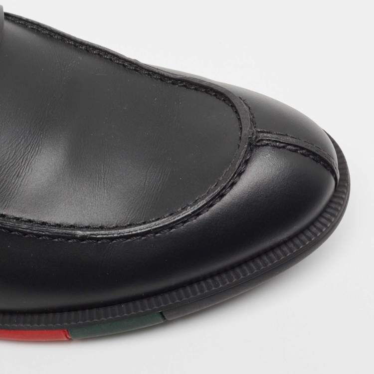 مملوكة مسبقًا Gucci Black Leather Slip On Loafers Size 40.5