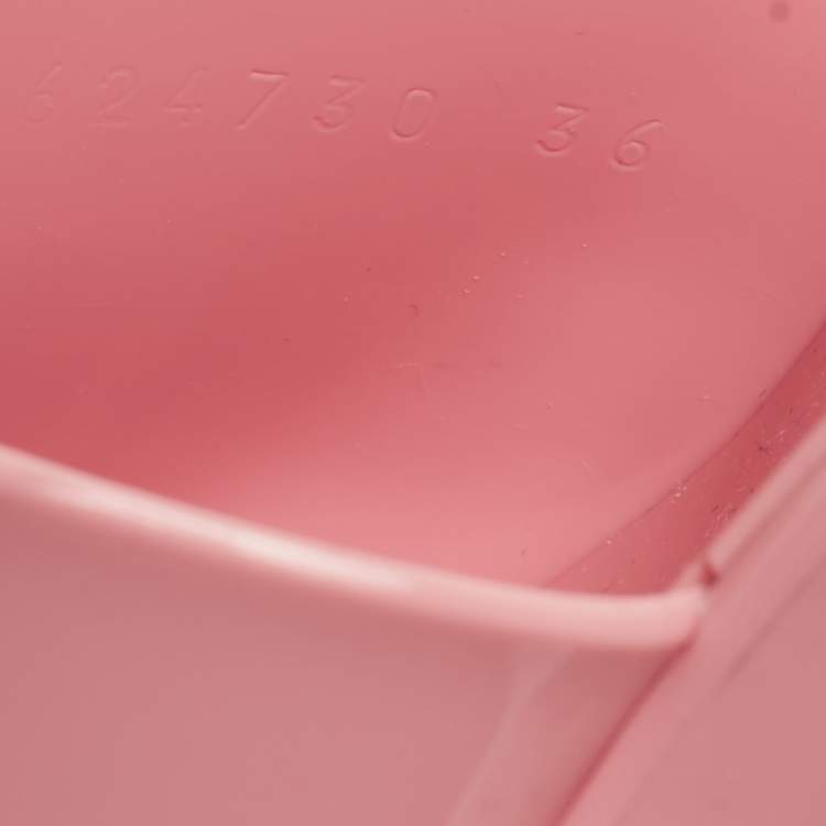 Pre Owned Gucci Pink Rubber Logo Mules Size 36