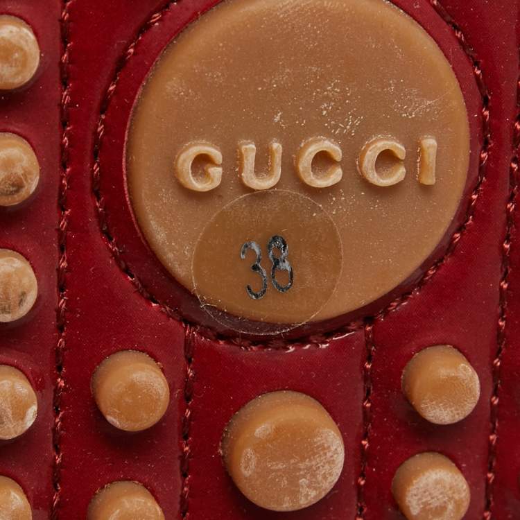 مملوكة مسبقًا Gucci Red Patent Leather Horsebit Slip On Loafers Size 38 