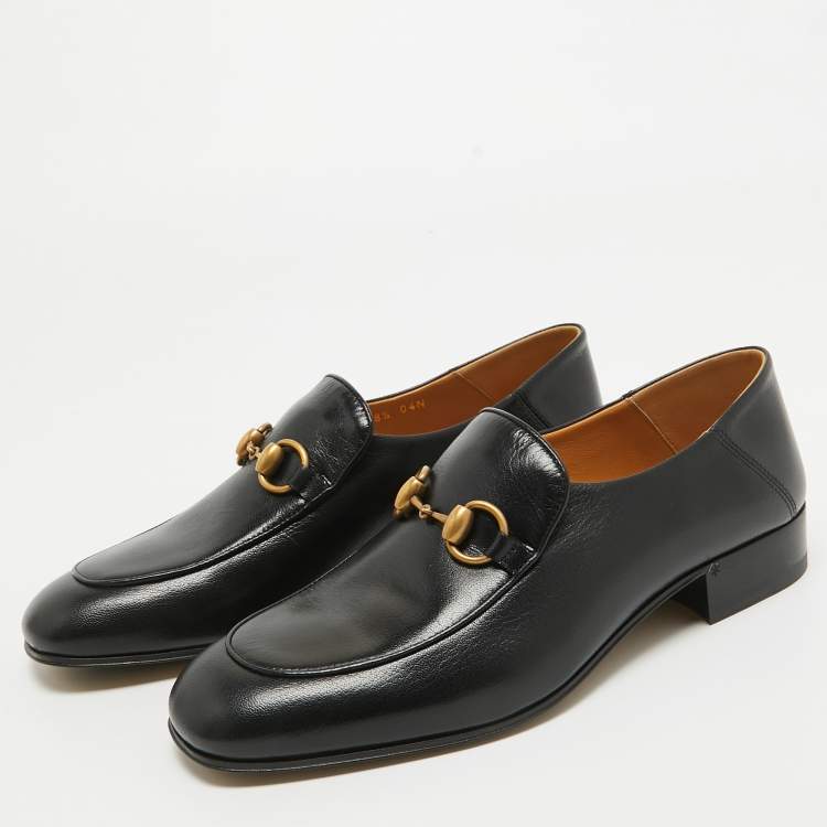 Pre Owned Gucci Black Leather Foldable Horsebit Loafers Size 38.5