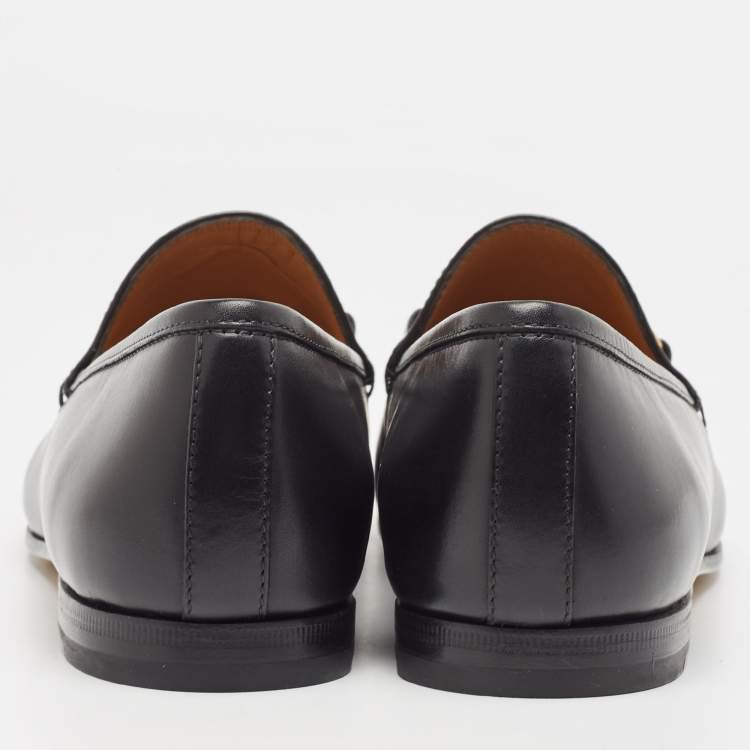 Pre Owned Gucci Black Leather Jordaan Loafers Size 38.5