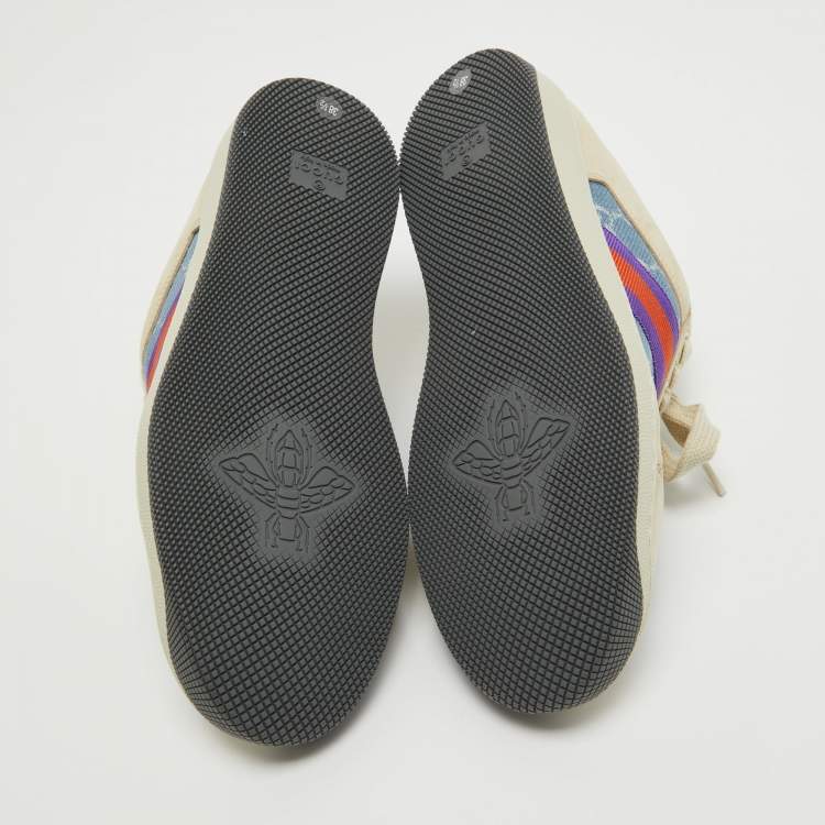 Pre Owned Gucci Multicolor Leather and GG Canvas Screener Low Top Sneakers Size 38.5