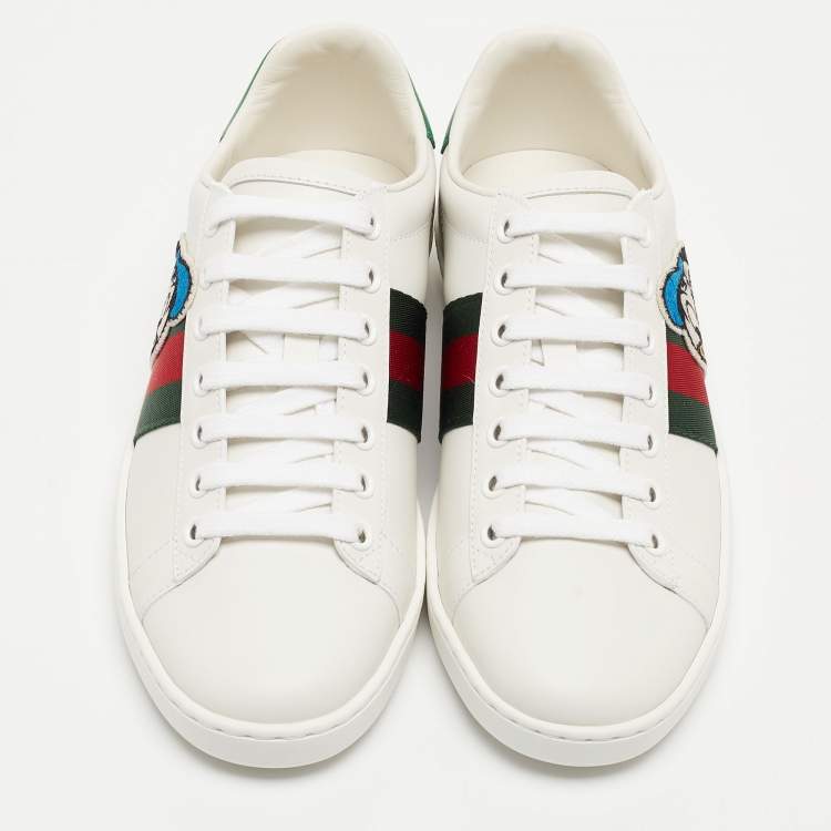 Pre Owned Gucci x Disney White Leather Donald Duck Ace Sneakers Size 34.5