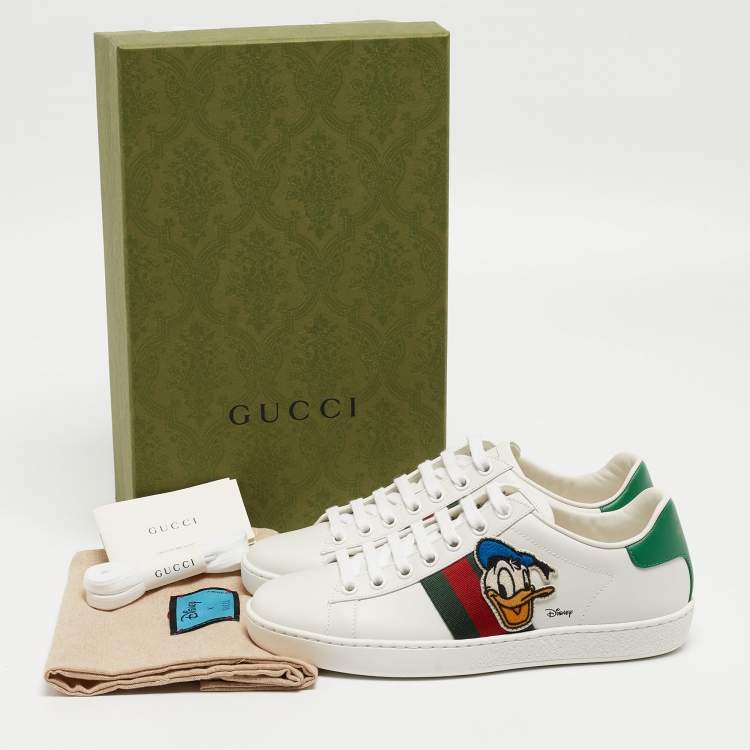 Pre Owned Gucci x Disney White Leather Donald Duck Ace Sneakers Size 34.5