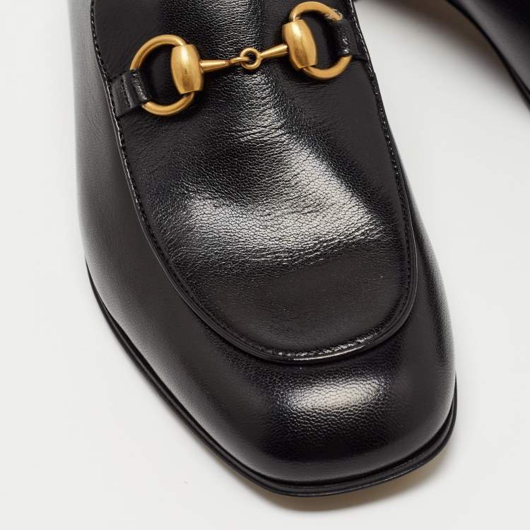 Pre Owned Gucci Black Leather Horsebit Foldable Loafers Size 39