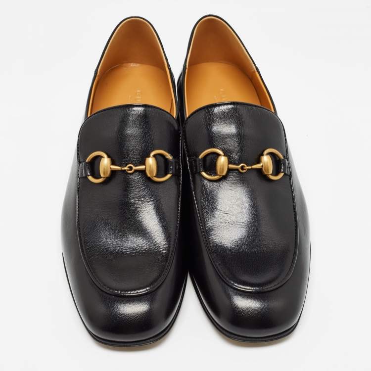 Pre Owned Gucci Black Leather Horsebit Foldable Loafers Size 39