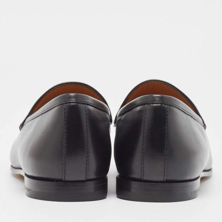Pre Owned Gucci Black Leather Betis Glamour Loafers Size 36