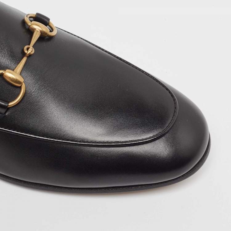 Pre Owned Gucci Black Leather Betis Glamour Loafers Size 36