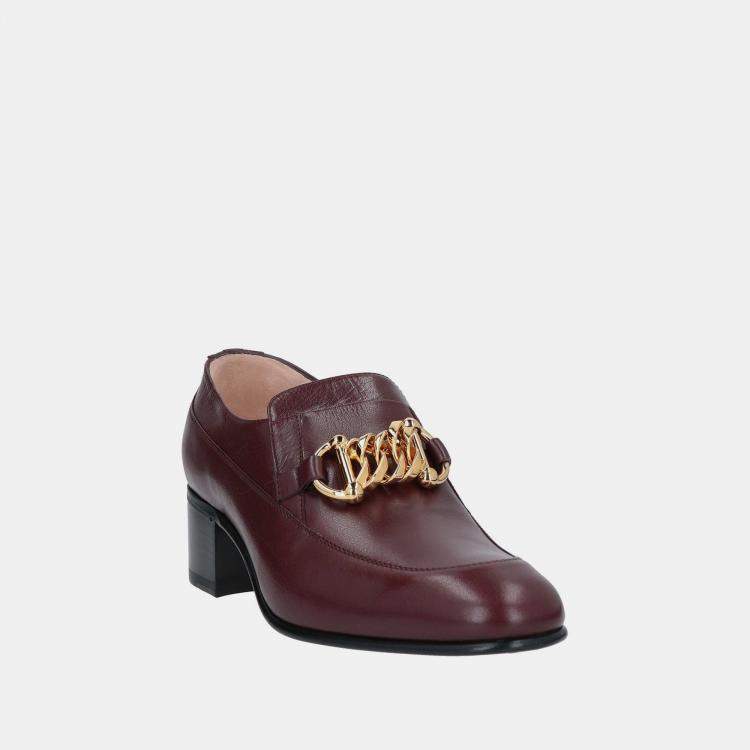 Pre Owned Gucci Brown Leather Loafers Size 36.5
