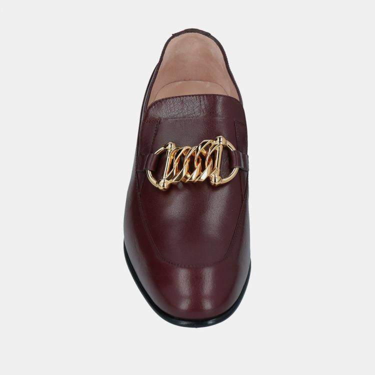 Pre Owned Gucci Brown Leather Loafers Size 36.5