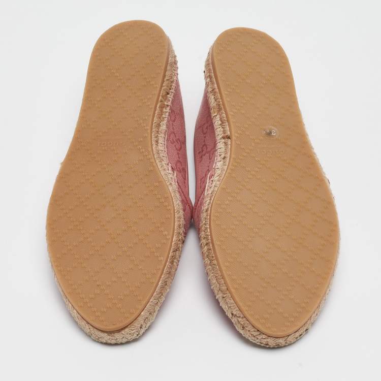 Pre Owned Gucci Pink GG Canvas Espadrille Flats Size 38.5