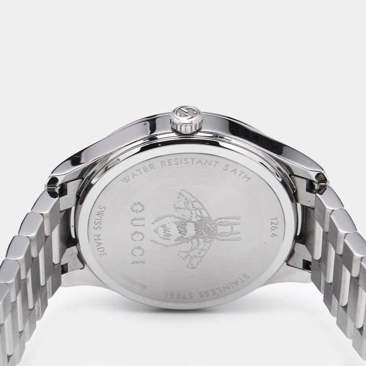 Pre Owned Gucci Blue Stainless Steel G-Timeless YA1265043 Women's Wristwatch 32 mm