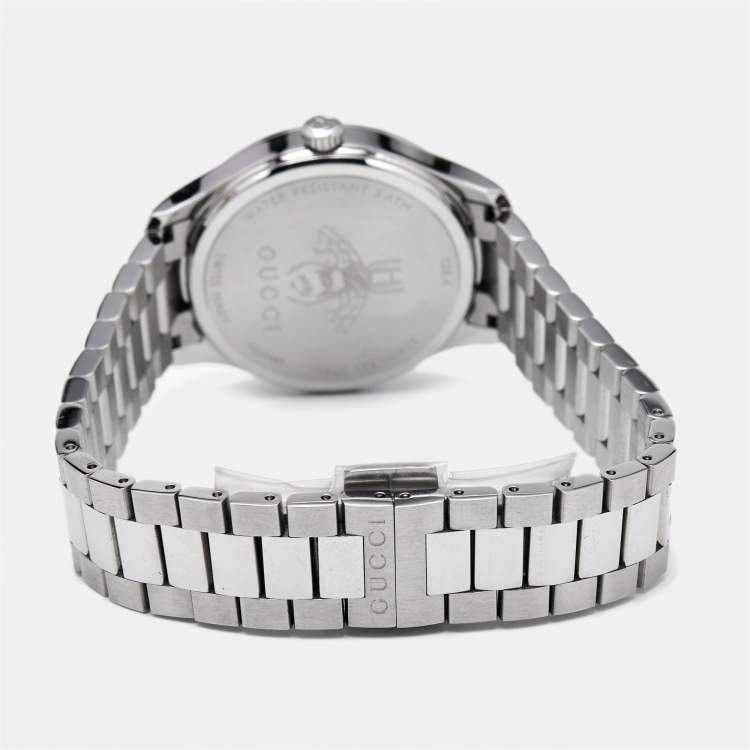 Pre Owned Gucci Blue Stainless Steel G-Timeless YA1265043 Women's Wristwatch 32 mm
