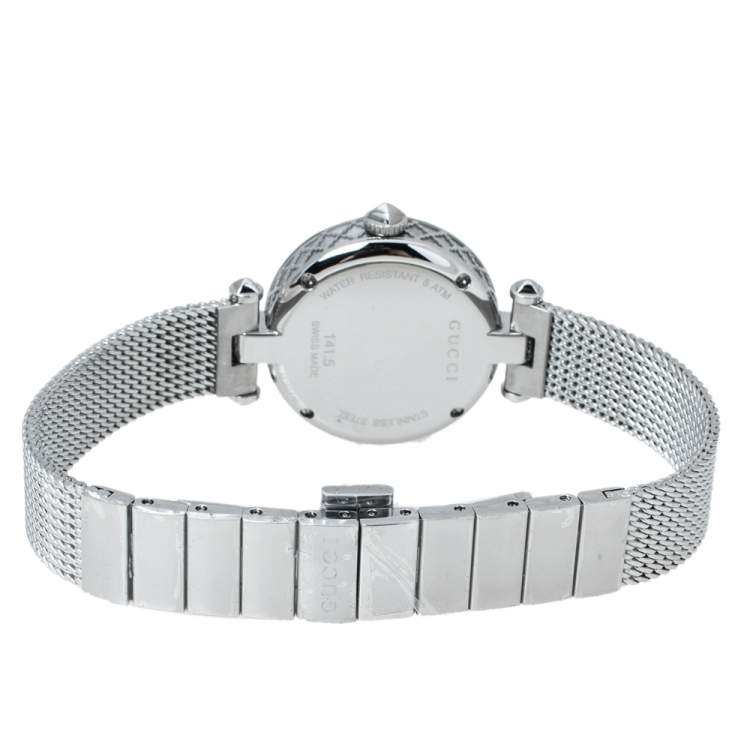 Pre Owned Gucci Mother Of Pearl Stainless Steel Diamantissima YA141504 Women's Wristwatch 27 mm