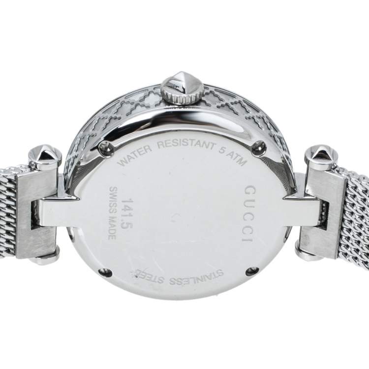Pre Owned Gucci Mother Of Pearl Stainless Steel Diamantissima YA141504 Women's Wristwatch 27 mm