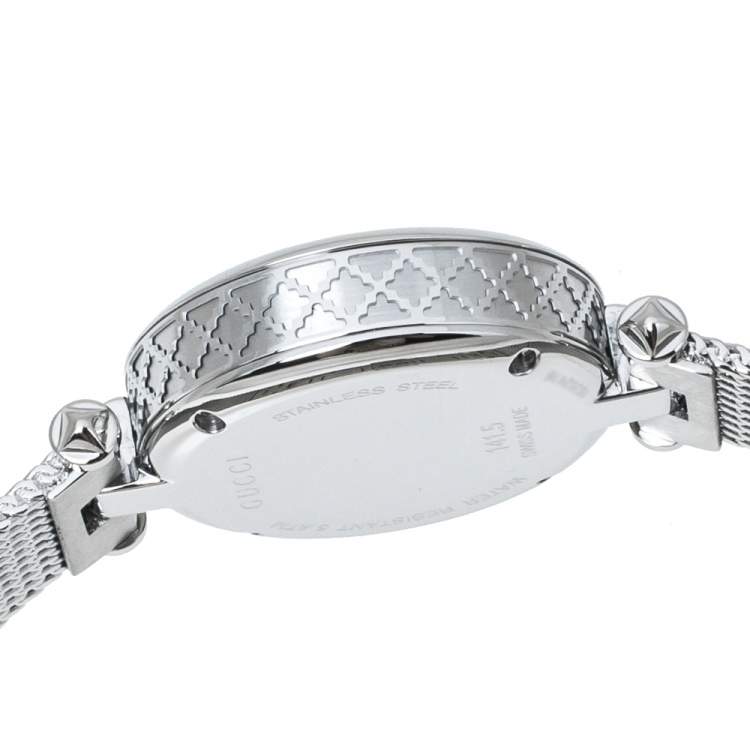 Pre Owned Gucci Mother Of Pearl Stainless Steel Diamantissima YA141504 Women's Wristwatch 27 mm