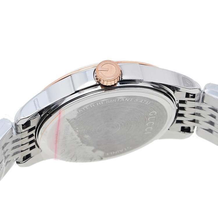 Pre Owned Gucci Black Two Tone Stainless Steel G-Timeless YA126512 Women's Wristwatch 27 mm