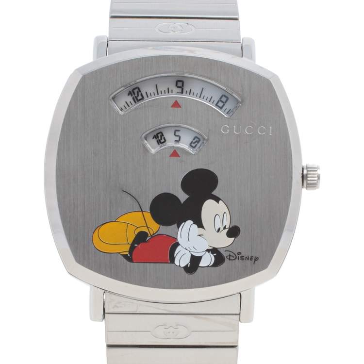 Pre Owned Gucci White Stainless Steel Disney x Gucci Grip YA157419 Unisex Wristwatch 38 mm