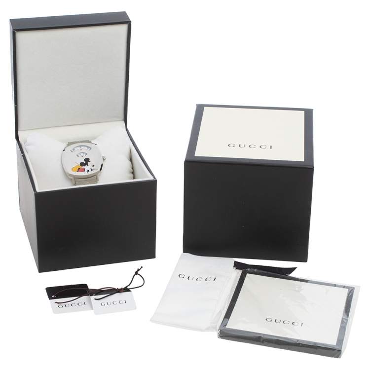 Pre Owned Gucci White Stainless Steel Disney x Gucci Grip YA157419 Unisex Wristwatch 38 mm