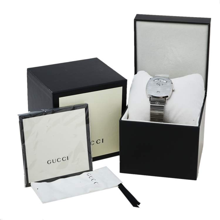 Pre Owned Gucci White Stainless Steel Grip YA157410 Women's Wristwatch 38 mm