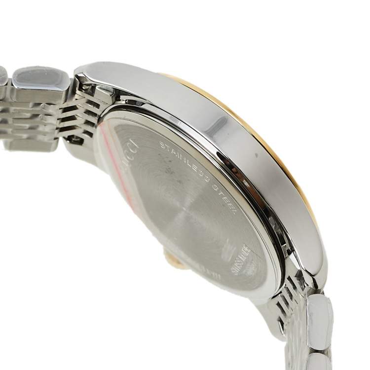 Pre Owned Gucci Mother Of Pearl Two-Tone Stainless Steel Diamond G-Timeless YA126513 Women's Wristwatch 27 mm