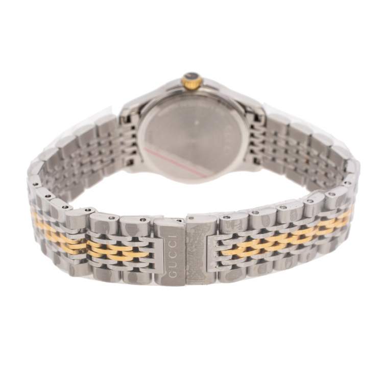 مملوكة مسبقًا Gucci Mother of Pearl Two-Tone Stainless Steel Diamonds G-Timeless YA126513 Women's Wristwatch 27 mm