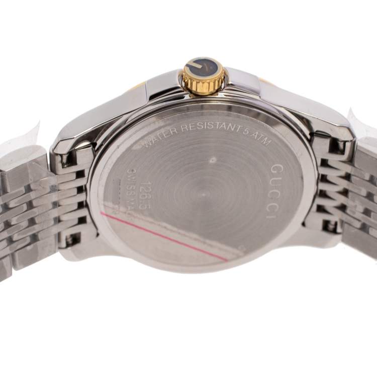 مملوكة مسبقًا Gucci Mother of Pearl Two-Tone Stainless Steel Diamonds G-Timeless YA126513 Women's Wristwatch 27 mm