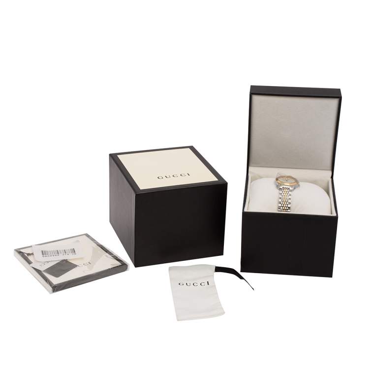مملوكة مسبقًا Gucci Mother of Pearl Two-Tone Stainless Steel Diamonds G-Timeless YA126513 Women's Wristwatch 27 mm