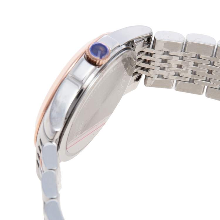 Pre Owned Gucci Mother of Pearl Two-Tone Stainless Steel G-Timeless YA126539 Women's Wristwatch 27 mm