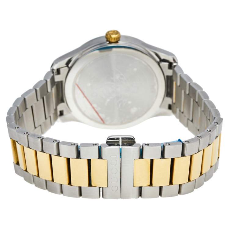 Pre Owned Gucci Silver Snake Two Tone Stainless Steel G-Timeless YA1264075 Men's Wristwatch 38 mm