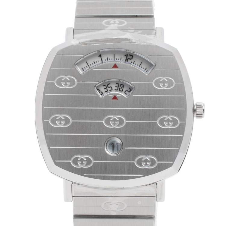 Pre Owned Gucci Silver Stainless Steel Grip YA157410 Women's Wristwatch 38 mm