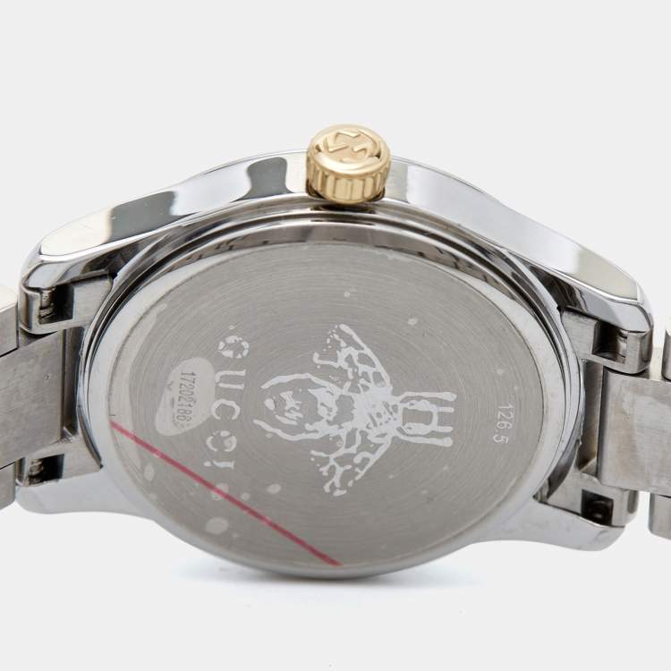 Pre Owned Gucci Silver Stainless Steel G-Timeless YA126596 Women's Wristwatch 27 mm