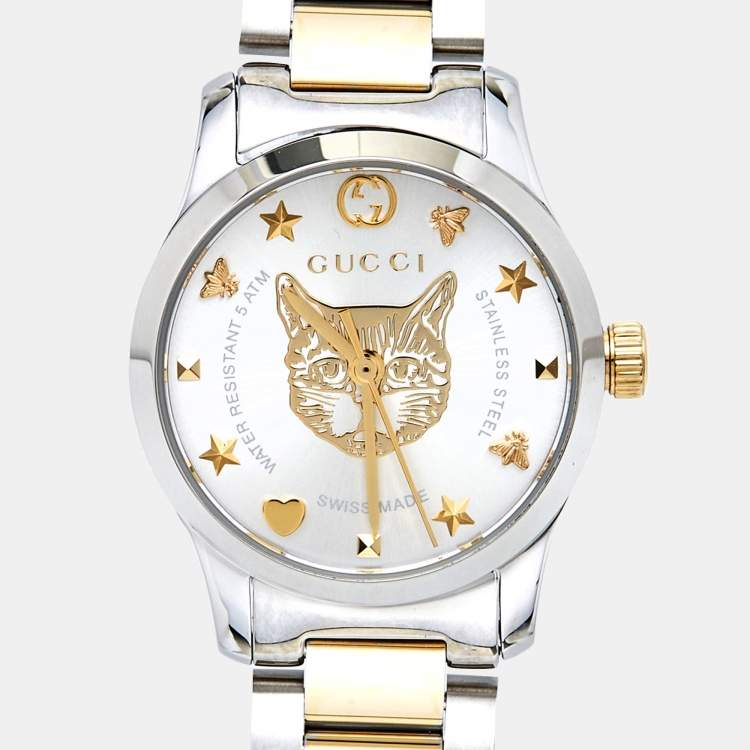 Pre Owned Gucci Silver Stainless Steel G-Timeless YA126596 Women's Wristwatch 27 mm
