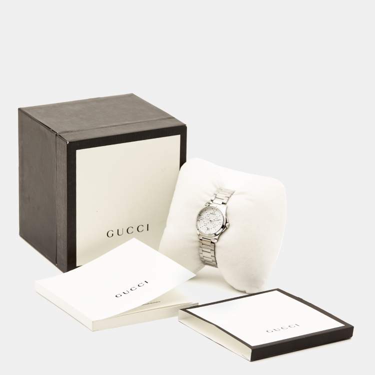 Pre Owned Gucci Silver Stainless Steel G-Timeless YA126551 Men's Wristwatch 27 mm