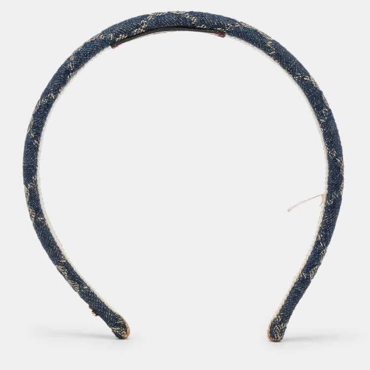 Pre Owned Gucci Blue GG Denim Headband 