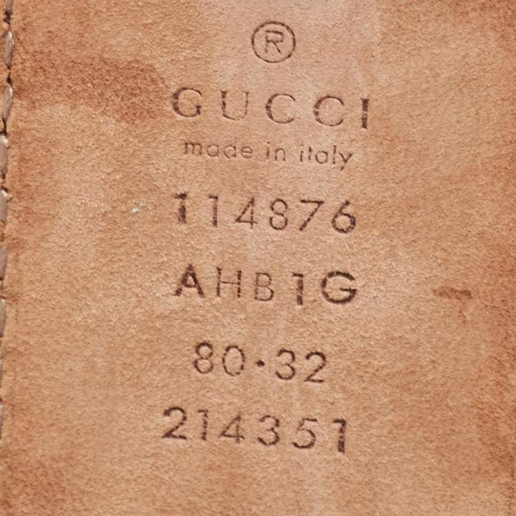 Pre Owned Gucci Gold Guccissima Leather Interlocking G Buckle Belt 80 CM