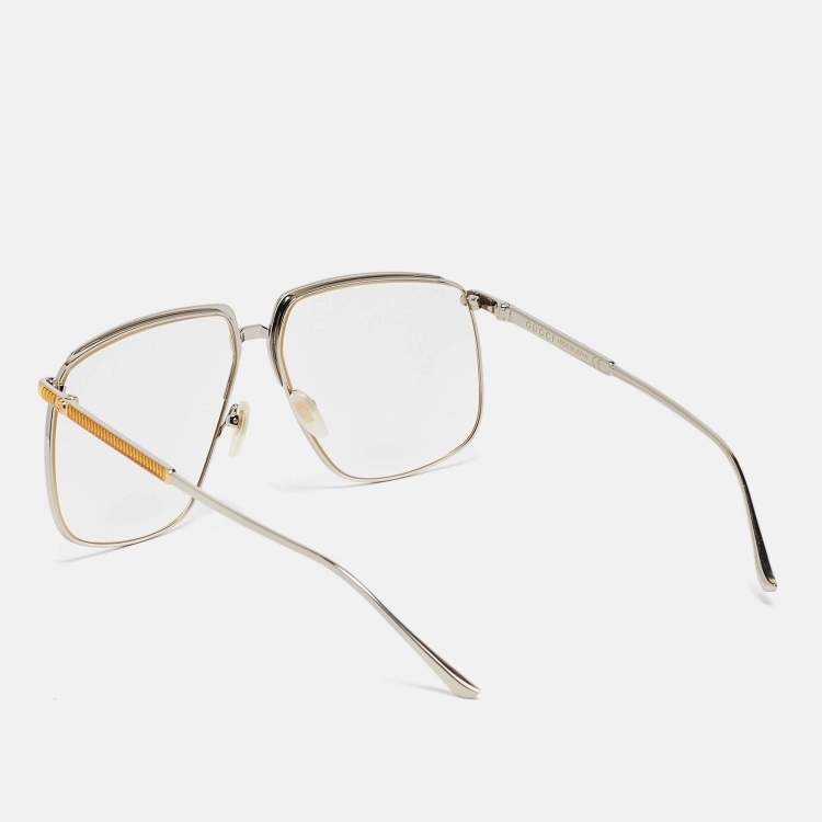 Pre Owned Gucci Gold/Silver Tone GG0365S Frame Square Sunglasses