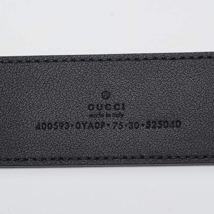 Pre Owned Gucci Black Leather GG Marmont Belt 75CM
