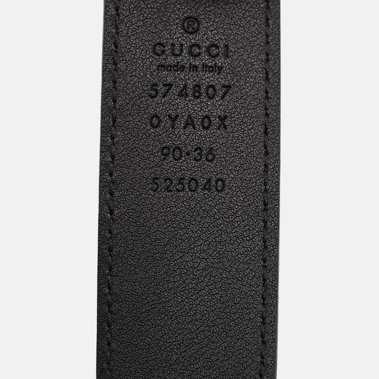 Pre Owned Gucci Black Leather Interlocking G Buckle Belt 90 CM