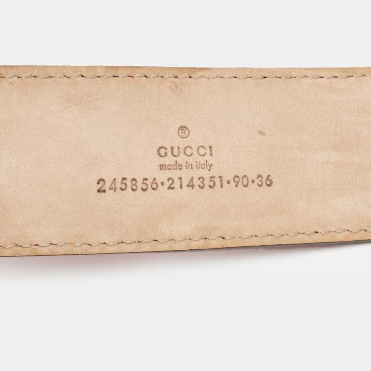 Pre Owned Gucci Red Guccissima Leather Lovely Heart Buckle Belt 90 CM