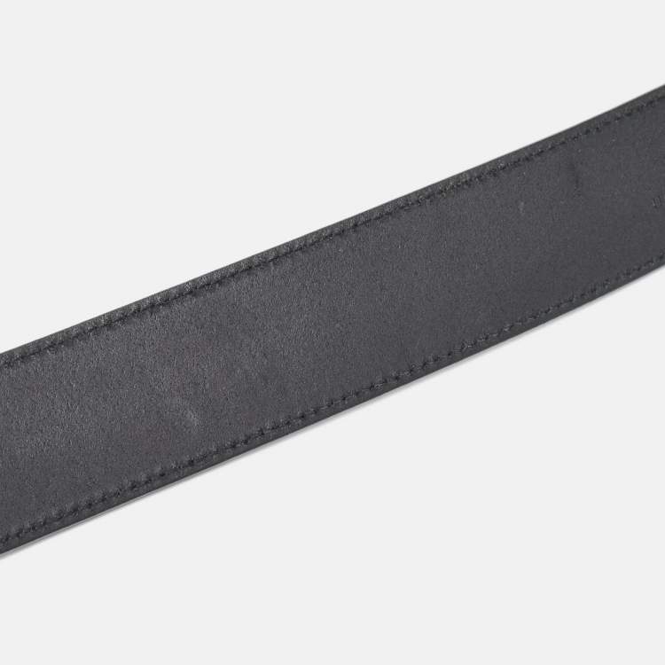 Pre Owned Gucci Black Leather Interlocking G Buckle Belt 85 CM