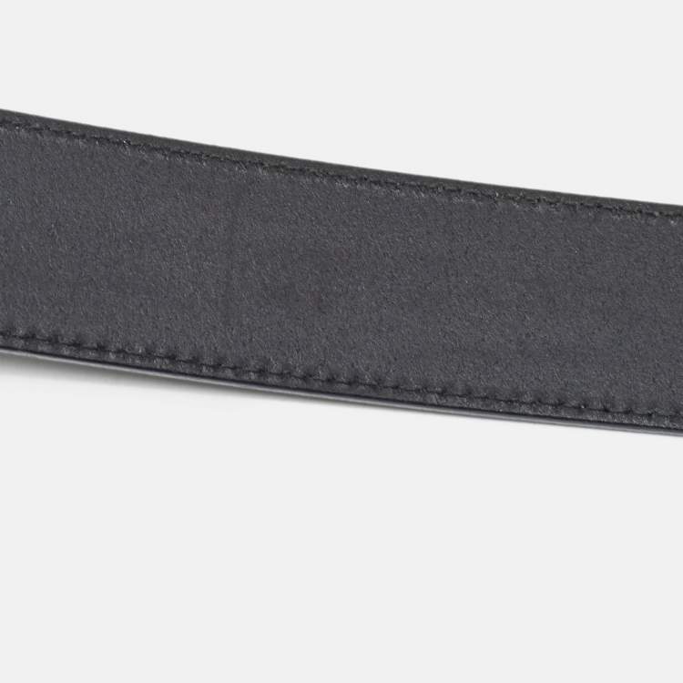 Pre Owned Gucci Black Leather Interlocking G Buckle Belt 85 CM