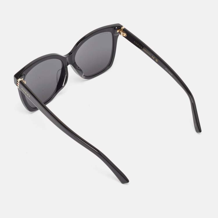 Pre Owned Gucci Black GG0459SA Web Square Sunglasses